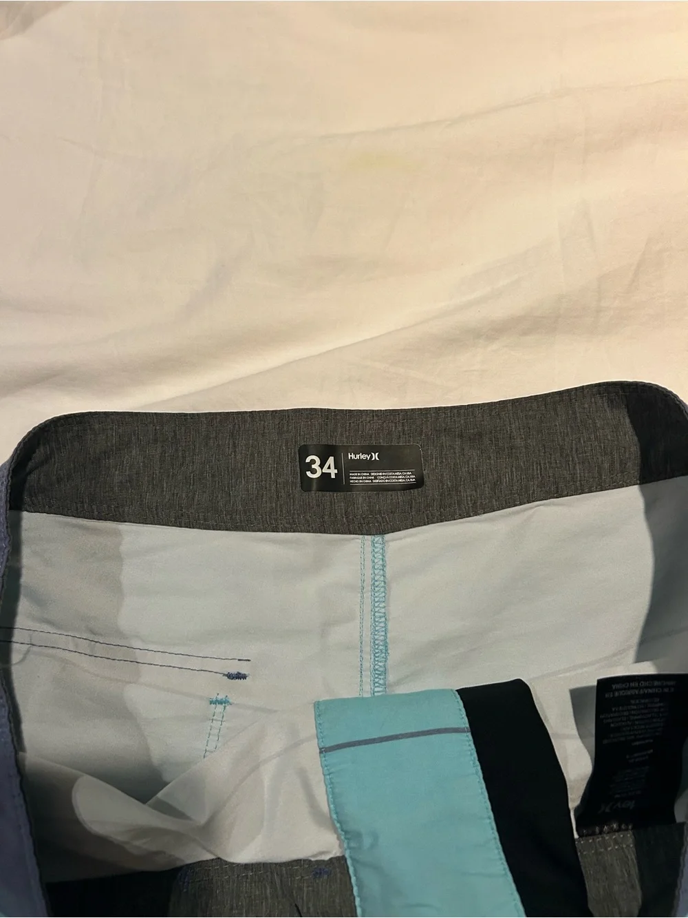 Hurley Men's Teal Swim Trunks with Navy Trim